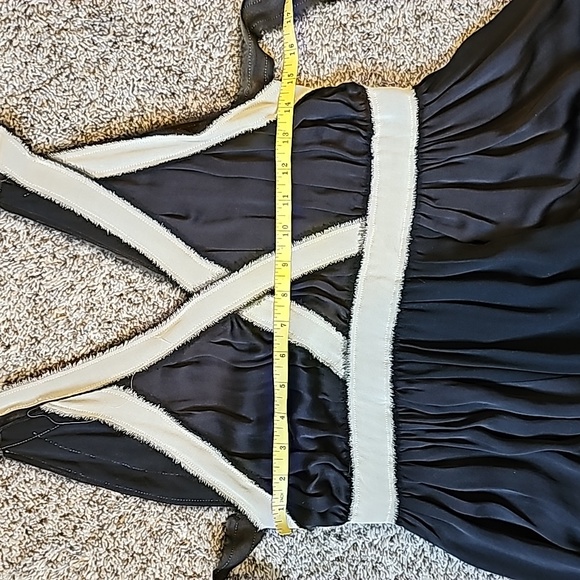 EXQUISITE VANESSA BRUNO SILK RAW EDGE EVENING DRESS tie up v neck - Picture 11 of 13